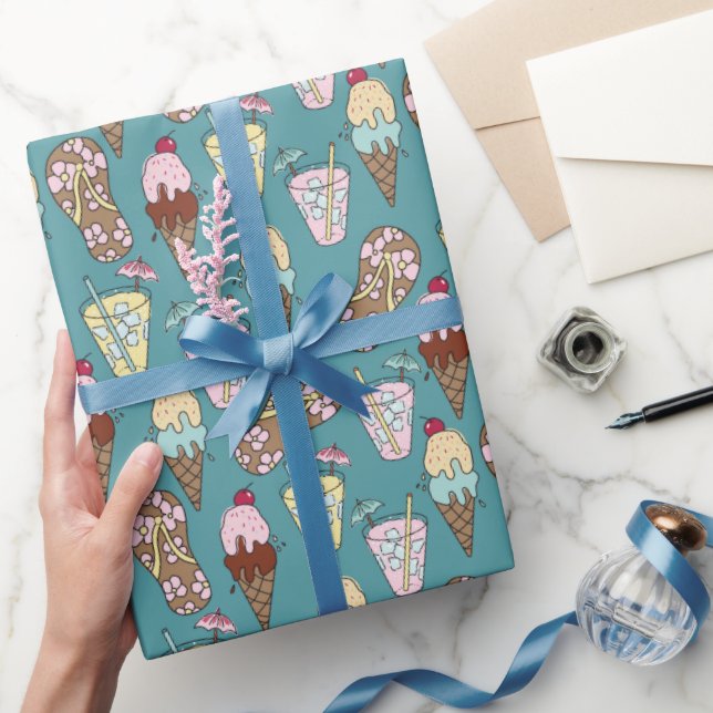 Papel De Presente Hawaiian Vibes Wrapping Paper (Presentear)