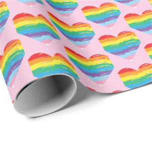Papel De Presente HEART LGBTQIA Orgulho Arco-Íris Amor Legal