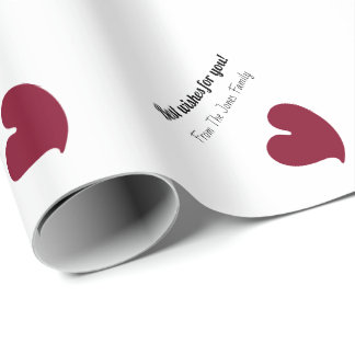 Papel De Presente Hearty Hearts Burgundy and White Custom Text -