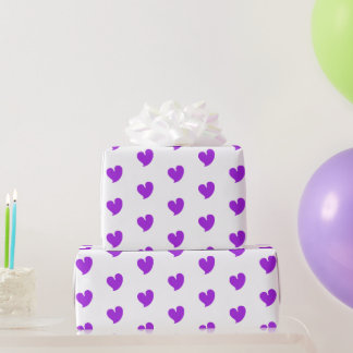 Papel De Presente Hearty Hearts - Purple and White -