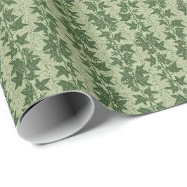 Papel De Presente Hedera Ivy Vines - padrão D_L verde botânico.