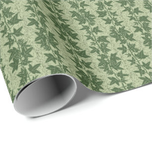 Papel De Presente Hedera Ivy Vines - padrão D_L verde botânico.