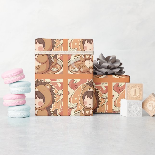 Papel De Presente Hedgehog Forest Gift Wrapping Paper (Chá de bebê)