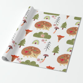 Papel De Presente Hedgehog Nature Padrão Arco-Íris Floral