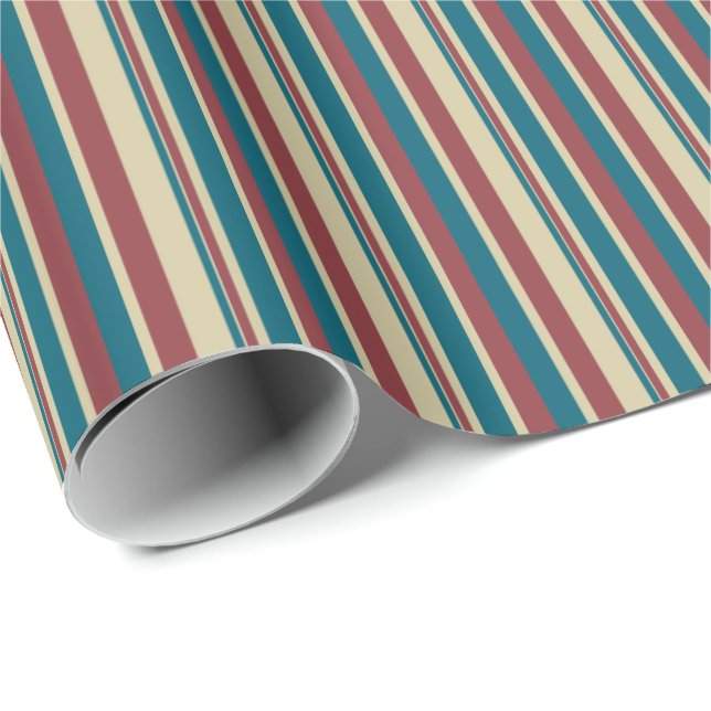 Papel De Presente Heffalumps Red Blue Beige Stripes Giftwrap (Ponta do rolo)