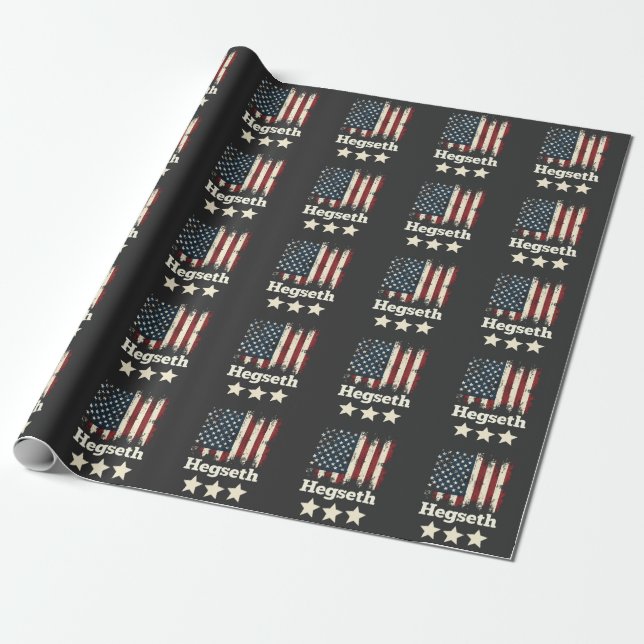 Papel De Presente Hegseth Trump Administração American Flag (Desenrolado)