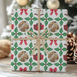 Papel De Presente Heirloom Holly Patchwork Photo Christmas Holiday