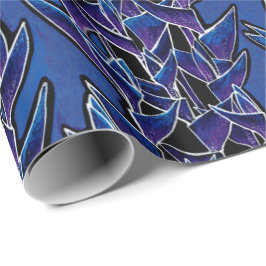 Papel De Presente Heliconia Tropical Abstrato Floral Patterno Violet