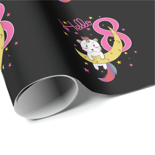 Papel De Presente Hello 8 Katze Einhorn Mond Käse (Ponta do rolo)