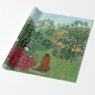 Papel De Presente Henri Rousseau - Floresta Tropical com Macacos