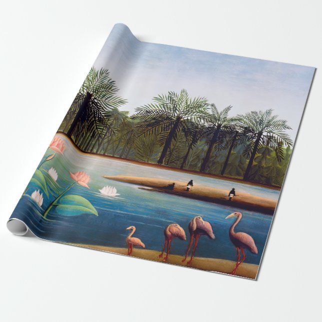 Papel De Presente Henri Rousseau - Os Flamingos (Desenrolado)