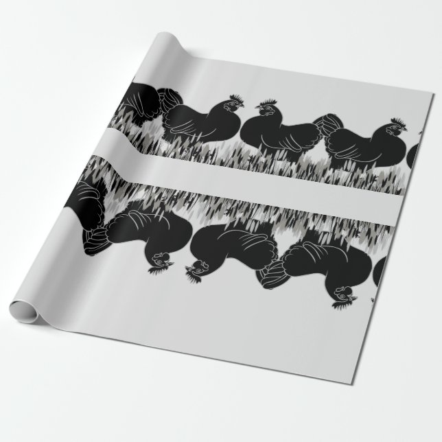 Papel De Presente Hens~Silhouette (Desenrolado)