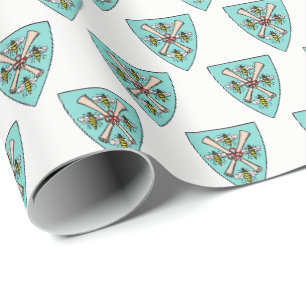 Papel De Presente Heráldica Vintage 4 Abelhas Rolos no Escudo Brasão