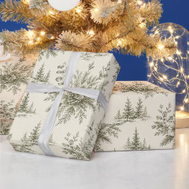 Papel De Presente Herança Botânica de Inverno Design Toile Botânico