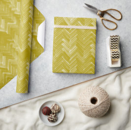 Papel De Presente Herringbone Chevron Patteron Vintage Dourado