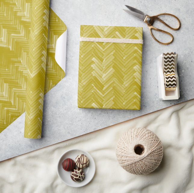 Papel De Presente Herringbone Chevron Patteron Vintage Dourado (Artesanato)
