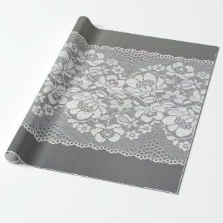 Papel De Presente Hetero branco de tecido de rendas na cinza
