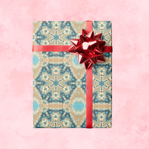 Papel De Presente Hex Mandala Blue e Orange