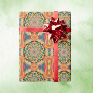 Papel De Presente Hex Mandala Orange e Blue