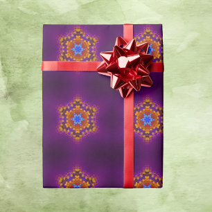 Papel De Presente Hex Mandala Purple Orange e Blue