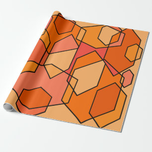 Papel De Presente Hexagon Bauhaus - Orange 