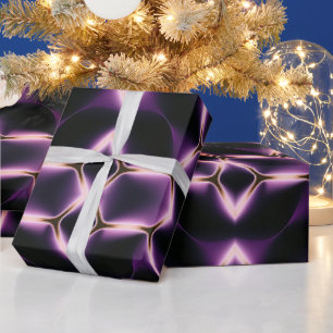Papel De Presente Hexágono Roxo Brilhante