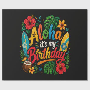 Papel De Presente Hibisco Aloha Aniversário Havaí