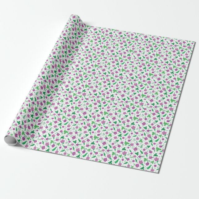 Papel De Presente Hibisco Roxo (Desenrolado)