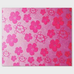 Papel De Presente Hibiscus e tartarugas cor-de-rosa de Honu