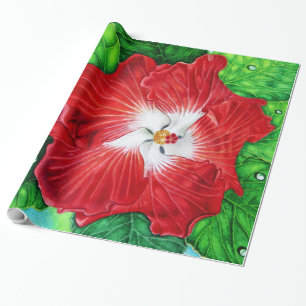 Papel De Presente Hibiscus havaiano