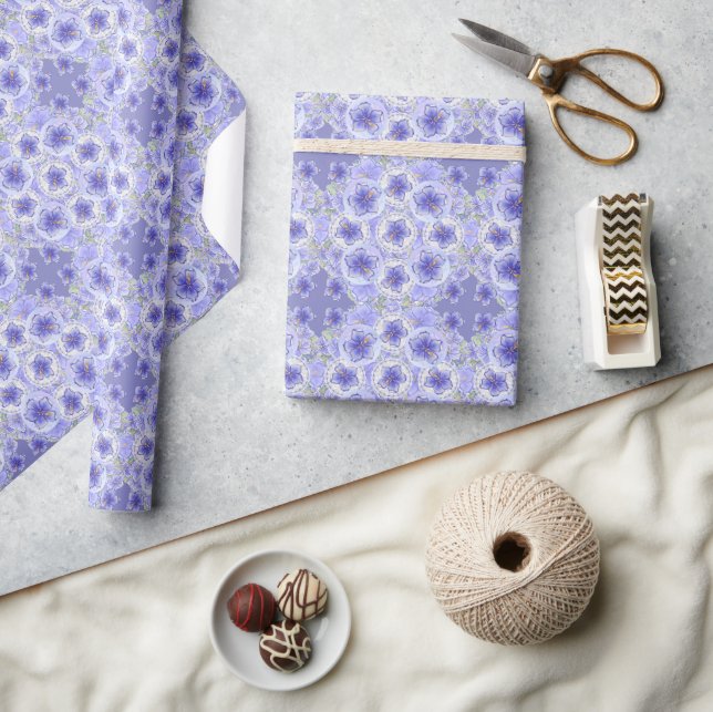 Papel De Presente Hibiscus & lace BLUE (Artesanato)