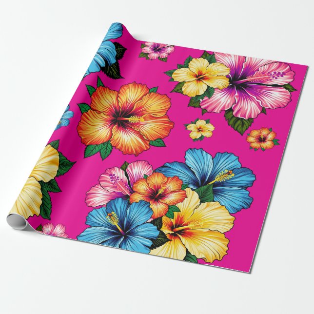 Papel De Presente Hibiscus tropical (Desenrolado)