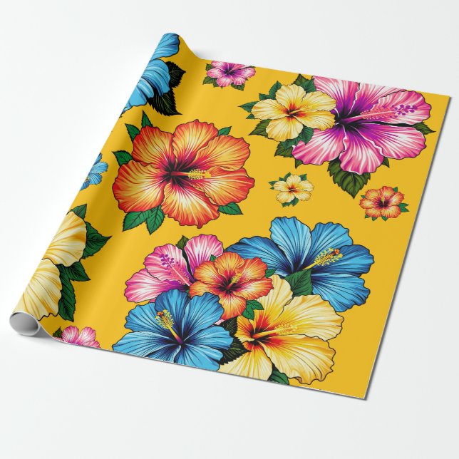 Papel De Presente Hibiscus tropical (Desenrolado)