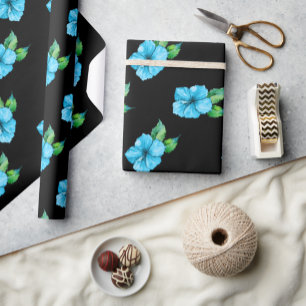 Papel De Presente Hibscus azul exótico