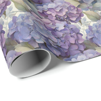 Papel De Presente Hídrangas de cor azul púrpura empoeiradas Elegante
