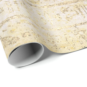 Papel De Presente Hieróglifos Egípcios Dourados Foxier Grungy Creamy
