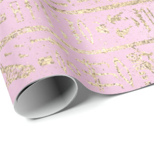Papel De Presente Hieroglifos Egípcios Dourados Pink Pastel Rosa