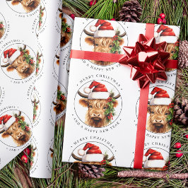 Papel De Presente Highland Cow Fazenda Festiva Animal Feliz Natal