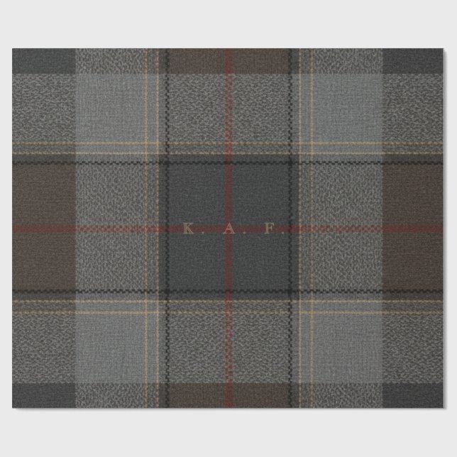 Papel De Presente Highland Dispatch Tartan Custom Monogram Gift Wrap (Aberto)