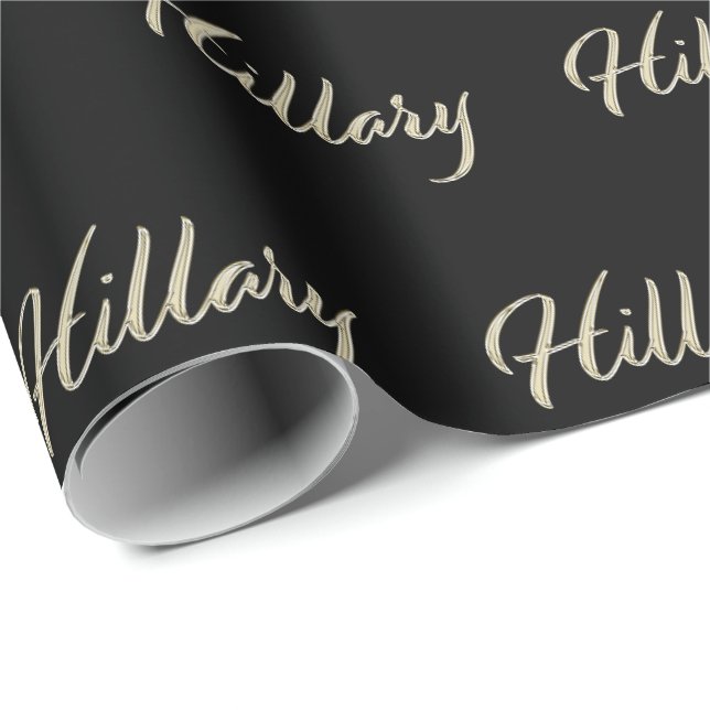 Papel De Presente Hillary white gold Handwriting Geschenkpapier (Ponta do rolo)