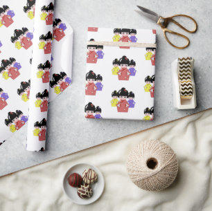 Papel De Presente Hinamatsuri, Boneca Japonesa para o Dia das Rapari