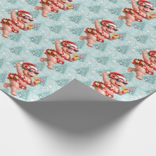 Papel De Presente Hipopótamo de Natal na Praia
