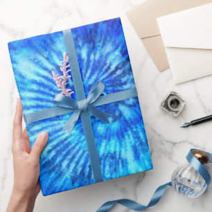 Papel De Presente Hippie Tie Dye Pattern Watercolor Blue Modern