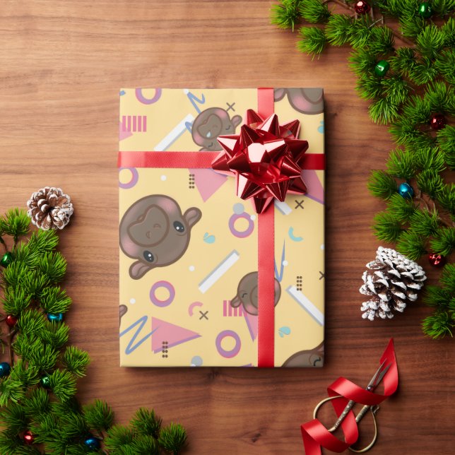 Papel De Presente Hippo Amarelo-Cinto (Presente de Natal)