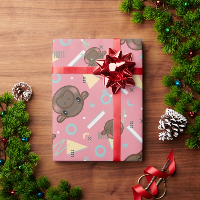 Papel De Presente Hippo Rosa Bonito (Presente de Natal)