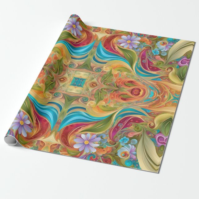 Papel De Presente Hippy Orgânico Retro-Torcido (Desenrolado)