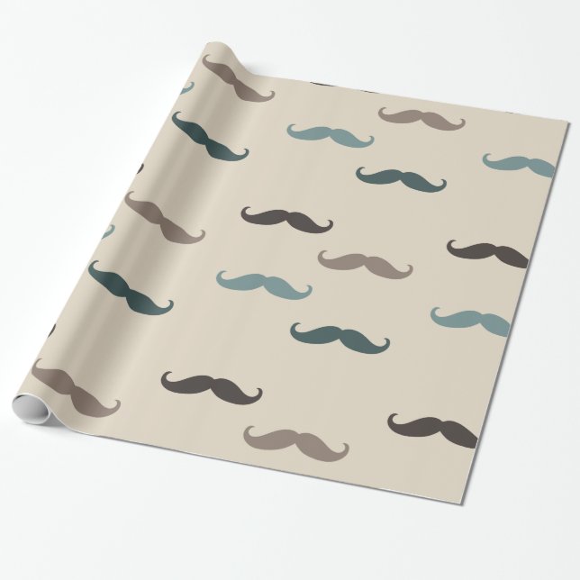 Papel De Presente Hipster Mustaches (Desenrolado)