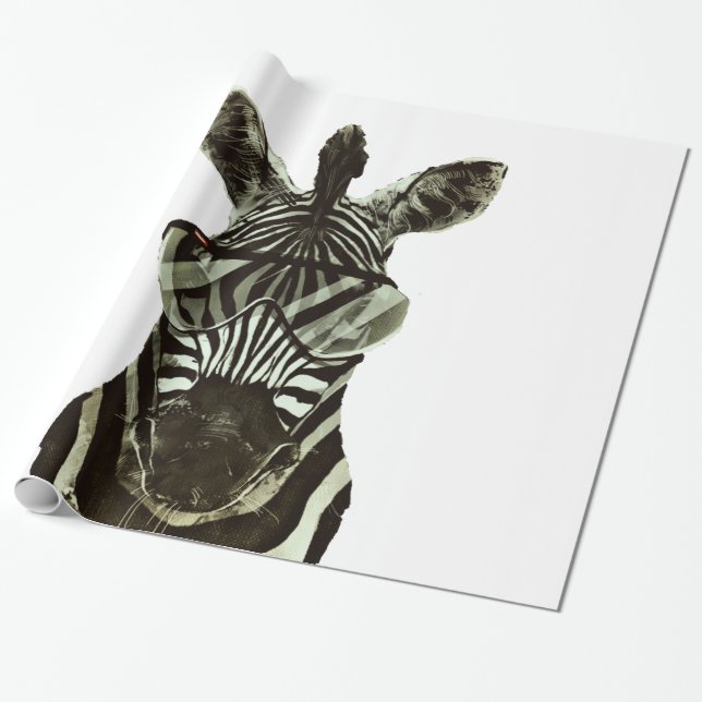 Papel De Presente Hipster Zebra (Desenrolado)
