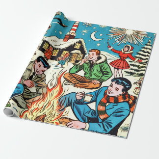 Papel De Presente Histórias em quadrinhos de inverno retrógradas