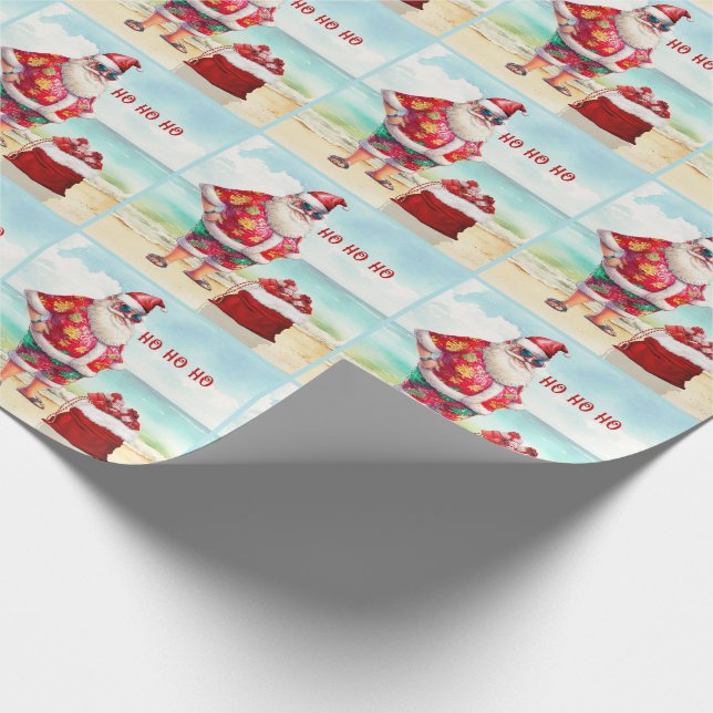 Papel De Presente Ho Ho Beach Loving Santa Clause Natal (Ponta)